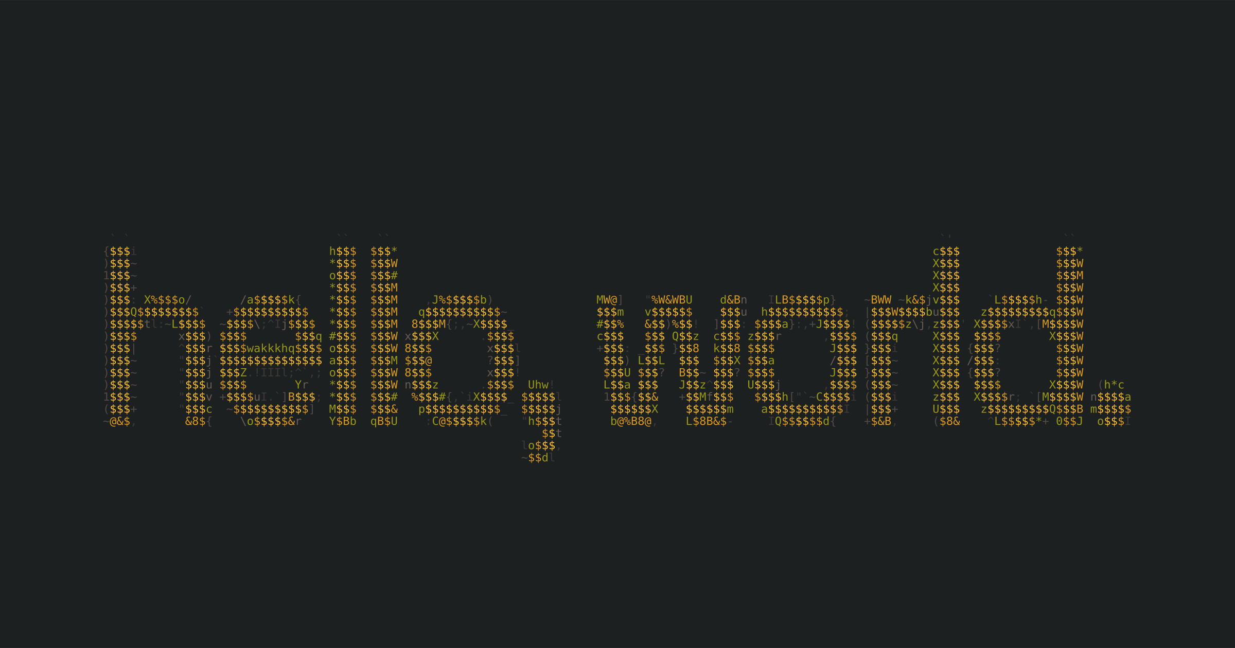 gruvbox ascii rendering of the words hello, world.